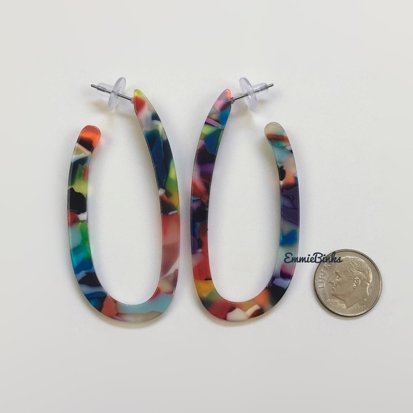 ✨3for$38 New Anthro Skinny Confetti Multicolor Hoop Earrings - Picture 7 of 12